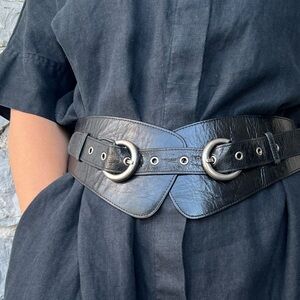 Sarah Pacini Black Leather Belt